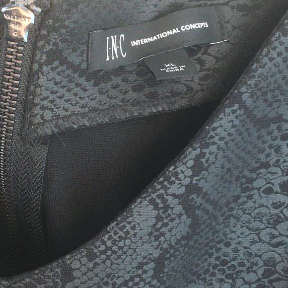 INC International Concepts Black Tone-on-Tone Leather Waist Zip-Up Dress Size XL - Picture 8 of 16